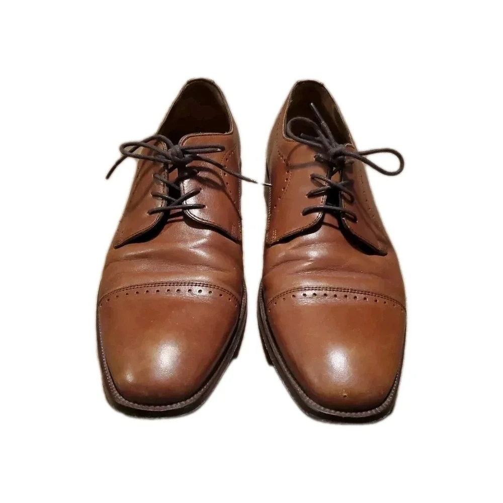 Johnston & Murphy Sanborn Cap Toe Brown Oxford Shoes Men Size 9